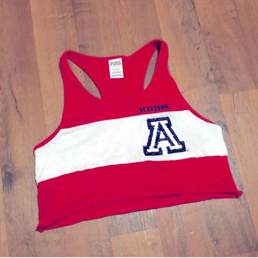 VS PINK University of Arizona Sequin Crop Tank Top | NWOT